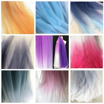 

Black and gray sky blue pink purple green soft and transparent gradient mesh gauze material Diy wedding costume designer fabrics