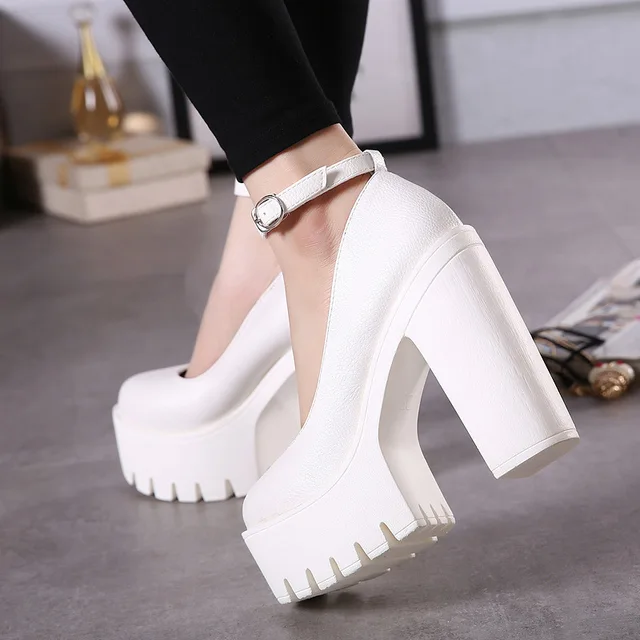 2021 New Women Shoes Spring Autumn Casual High Heels PU Shoes Party Sexy Ladies Thick Heels Platform Nightclub Pumps Plus Size 6