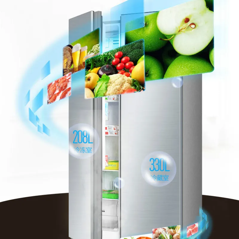 Двухдверный холодильник с воздушным охлаждением, роскошный Бытовой Холодильник с цифровым таймером, класс 2, холодильник 220 В