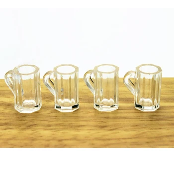 

4Pcs 1/12 Dollhouse Miniature Accessories Mini Resin Beer Mug Simulation Furniture Wine Glass Model Toy Doll House Decoration