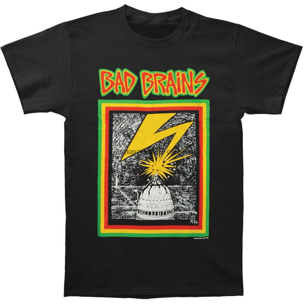 New Bad Brains Distressed Capitol Album Black Punk Shirt (SML-2XL) badhabitmerch | Мужская одежда