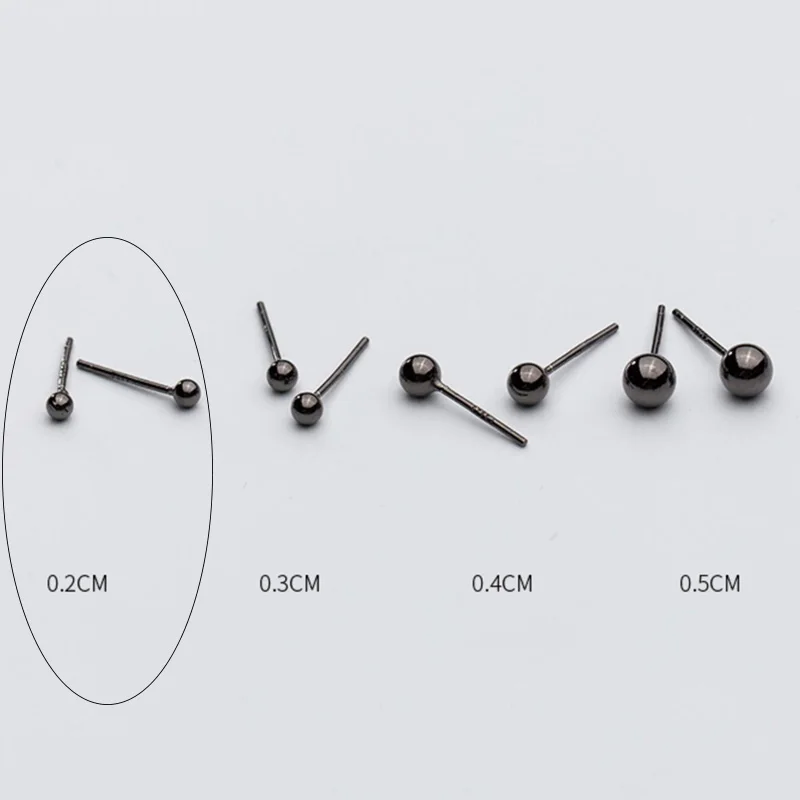 Trustdavis 925 пробы серебряные серьги-гвоздики черные маленькие твердые серьги-гвоздики с шариками для женщин подарок для девочек-подростков DA379 - Окраска металла: 1 Pair 2mm