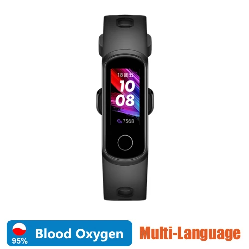 Huawei Honor Band 5i, смарт-браслет с кислородом крови, Смарт-часы, контроль музыки, пульсометр, монитор здоровья, новые часы с циферблатом, usb-разъем, зарядка - Цвет: Black