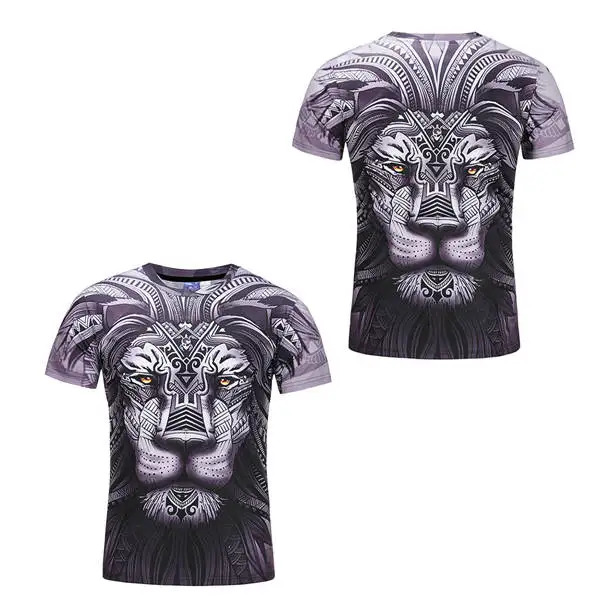 Готические 3d футболки Homme барокко цветочный бренд футболка унисекс короткий рукав вырез лодочкой 3D роскошный принт летний Стиль повседневные топы тройник - Цвет: Animal Lion totem