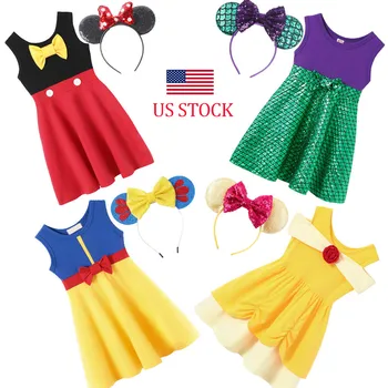 

Fancy Princess Summer Dress for Girl Cotton A Line Casual Clothing Frocks Role Play Party Princess Pretend Snow White Belle Elza