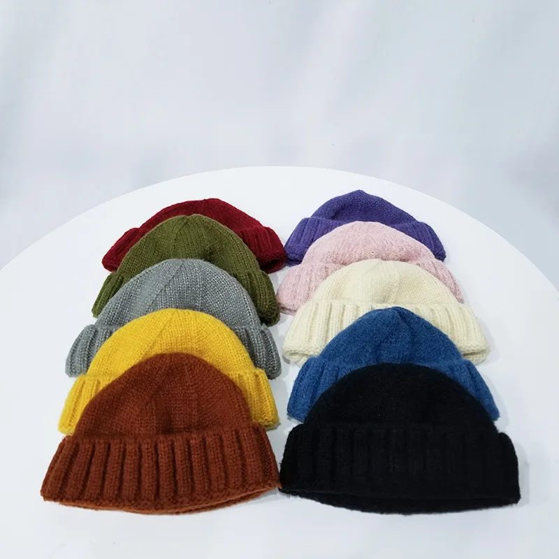 

Wool Cap Men's Popular Brand Knitted Hat Winter Black And White with Pattern di zhu mao Korean-style Warm Pullover Beanie Hat Wo