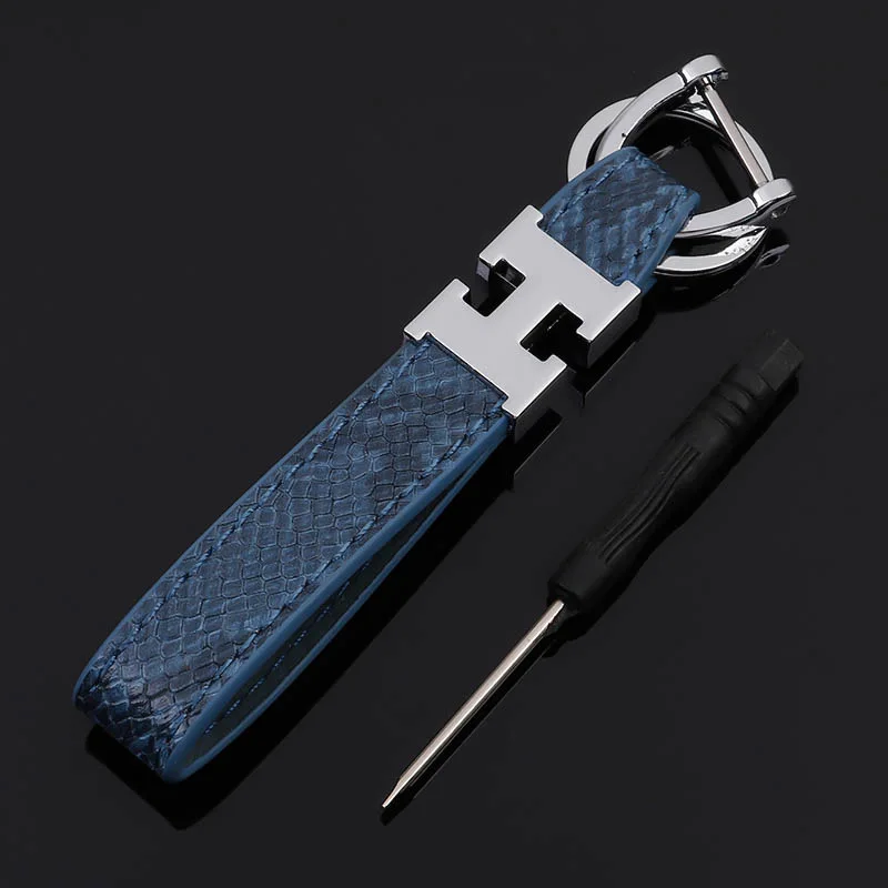 [Best] 2 шт. H letter крокодиловая кожа брелок для ключей для автомобиля металлическая Талия подвесной брелок Подвеска для ключей аксессуары - Название цвета: Blue