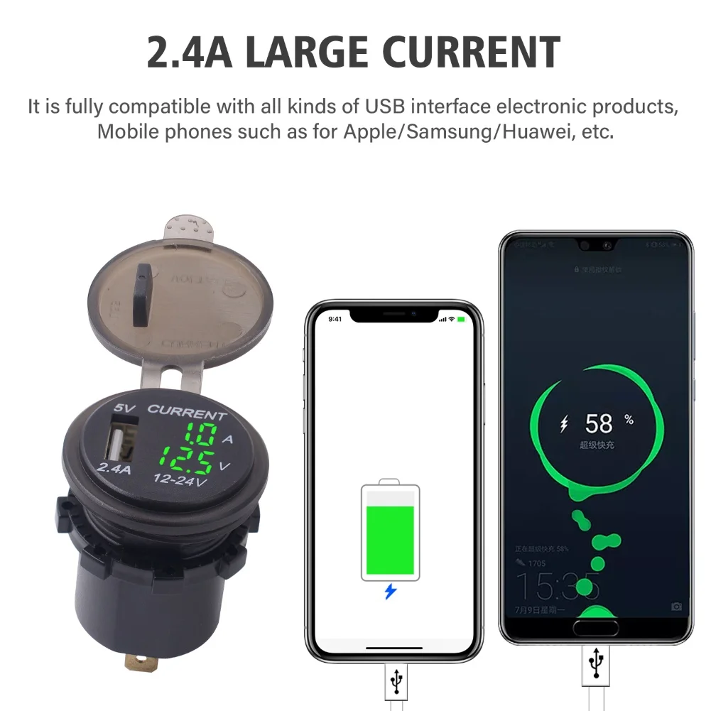 Многофункциональный 3 в 1 2.4A один USB мотоцикл телефон быстрое зарядное устройство светодиодный вольтметр Напряжение Ампер метр