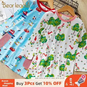 

Bear Leader Girls Dresses New Summer 2020 Children Letter Striped O-Neck Style Fashion Girl Dress White Black Kids Clothes