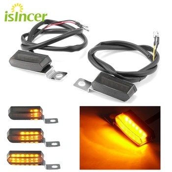 

For Honda Yamaha Kawasaki Suzuki 2PCS Flowing Water Universal Mini LED Motorcycle Turn Signal Light Brake Clutch Lever Flashers
