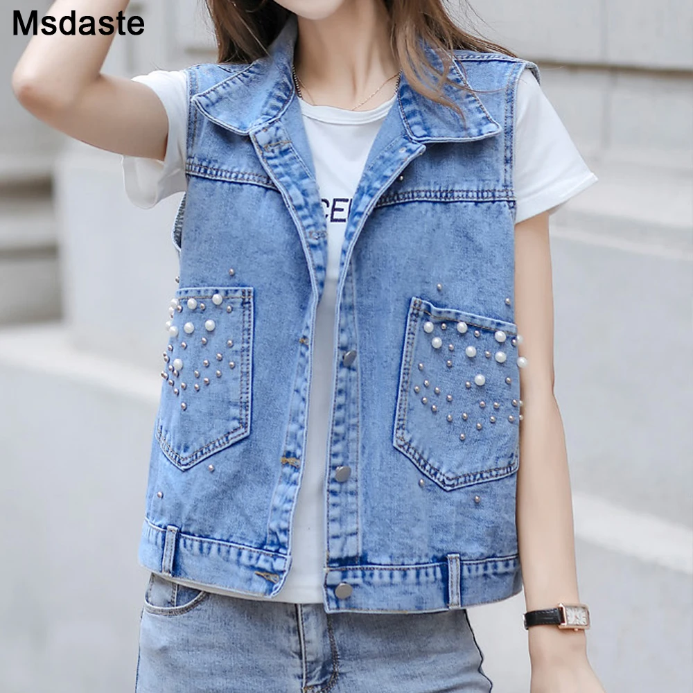 2023 Fashion Denim Vests Women Spring Summer Short Sleeveless Jacket Casual  Chaleco Single-Breasted Oversize Jean Waistcoat - AliExpress