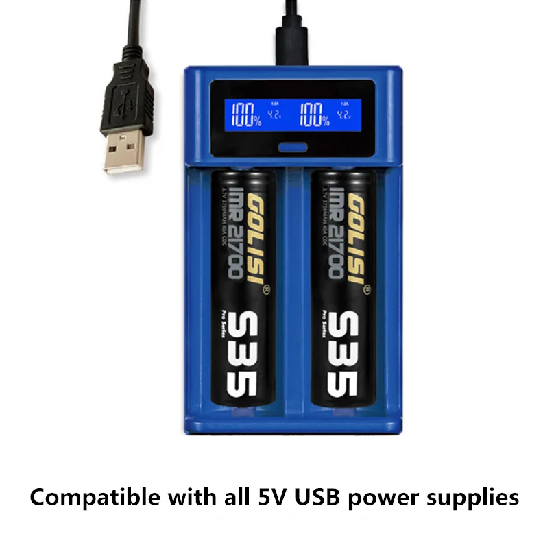 

Universal 2.0A Smart LCD Battery charger Fast Charging for 18650 21700 Li-ion Ni-MH Ni-Cd AA AAA Rechargeable Battery Safety