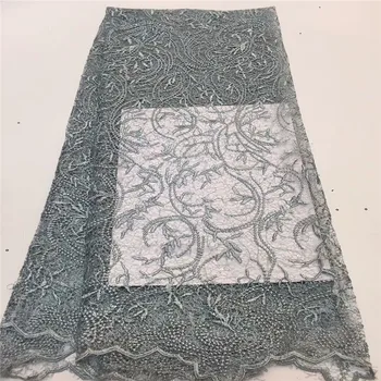 

2019 New Design 5 yards high quality embroidered lace net tulle mesh lace French sequins lace fabric for wedding dresses zx84-14