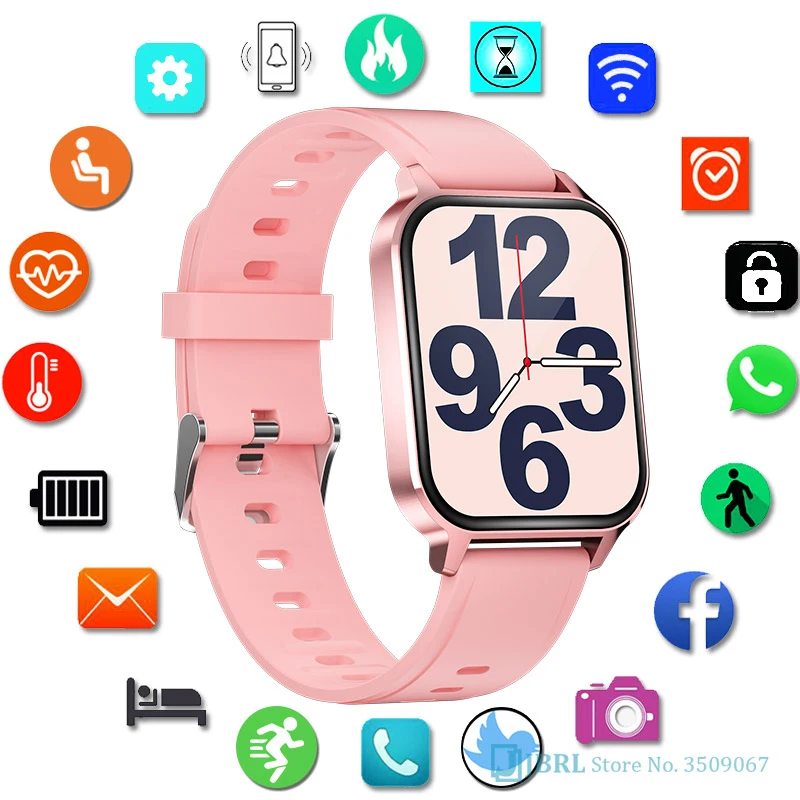 Full Touch Smart Watch 1.7 Inch Women Men Smartwatch Fitness Tracker Sport Clock for Andriod Ios Waterproof Smart watches Hours