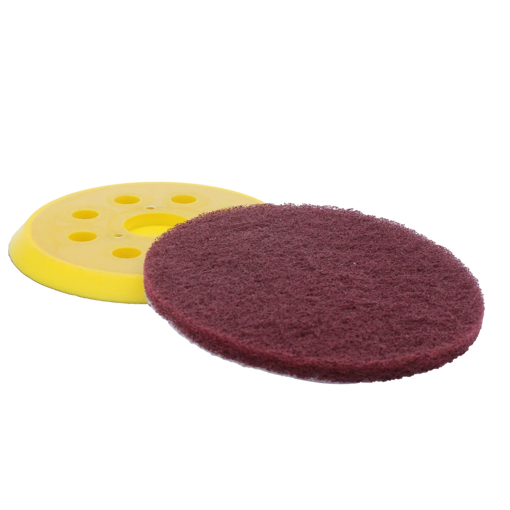 11Pcs 125mm Round Scouring Pads Discs Sand Sheets With 8 Hole Hook And Loop Disc Polish Backing Pad Scour Tools