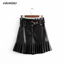 Юбка из искусственной кожи, Женская юбка с высокой талией, Летняя Сексуальная мини-юбка, Панк уличная Корейская одежда, модная черная винтажная юбка