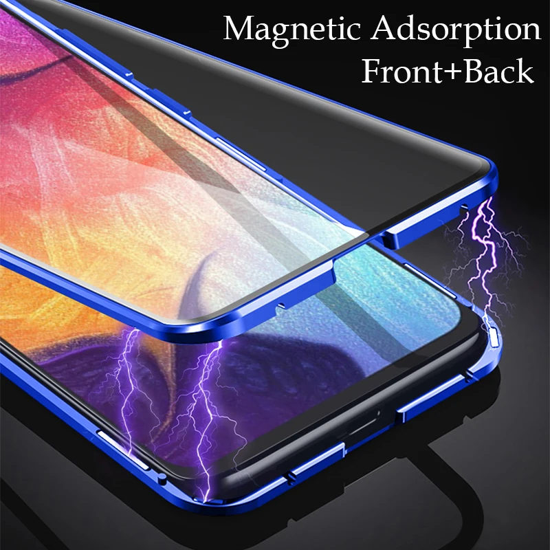 360 Полный Магнитный чехол для samsung Galaxy S11 A90 5G A80 A10S A40 A50 A60 A70 M30S металлический бампер Двусторонняя закаленное Стекло чехол