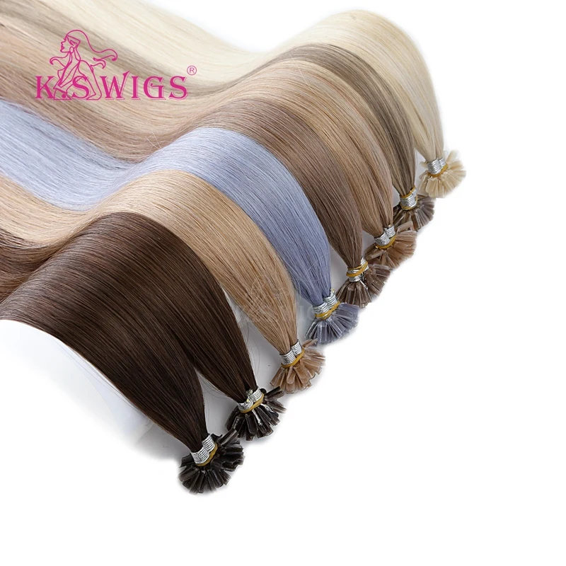K.S WIGS 16'' 20'' 24'' 28'' 100 Remy Nail U Tip Hair Extension