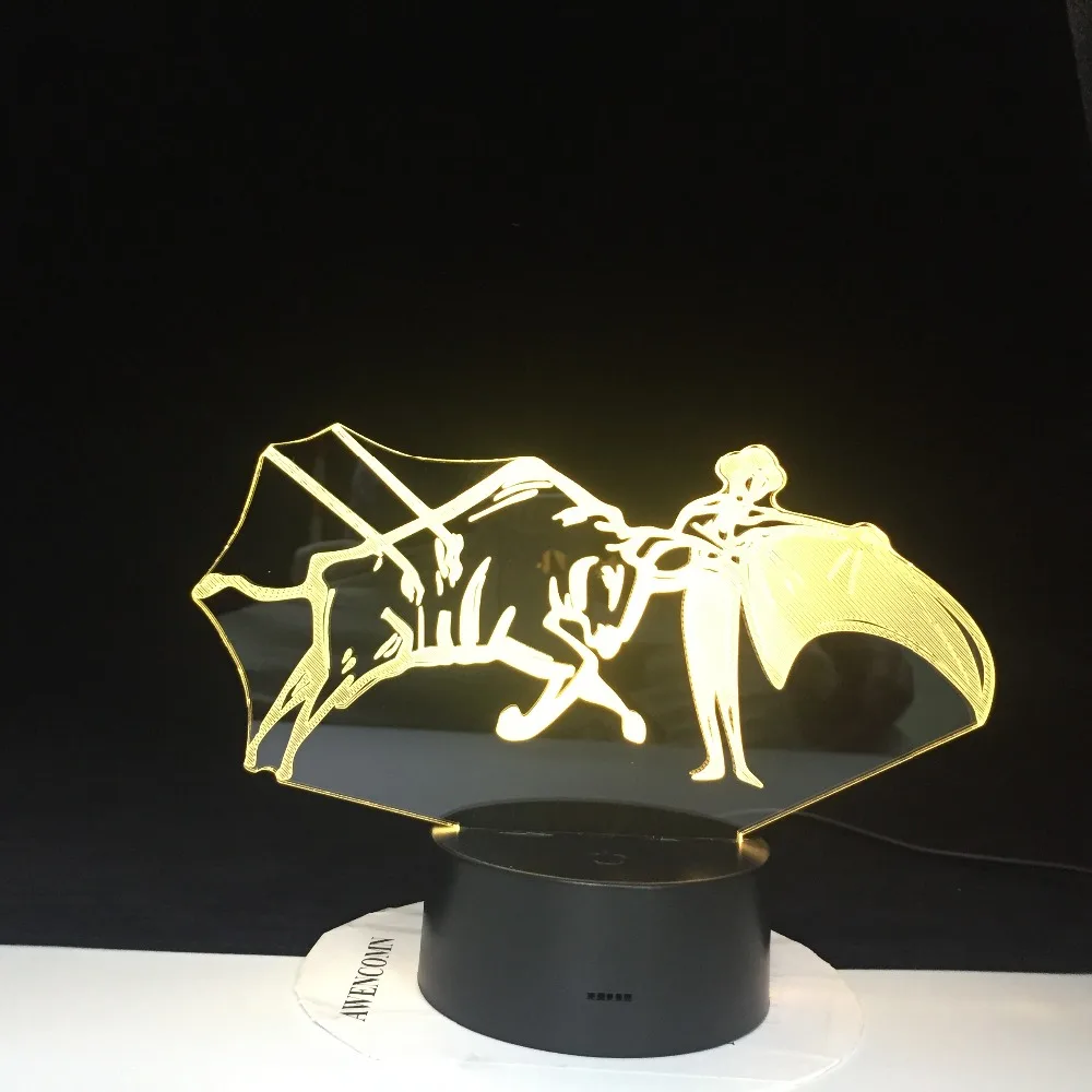Светодиодный 3d-ночник Испанский Стиль Bullfighting сенсорный датчик спальня офисная комната декоративная лампа уникальный подарок для Bullfighter лампа 2615