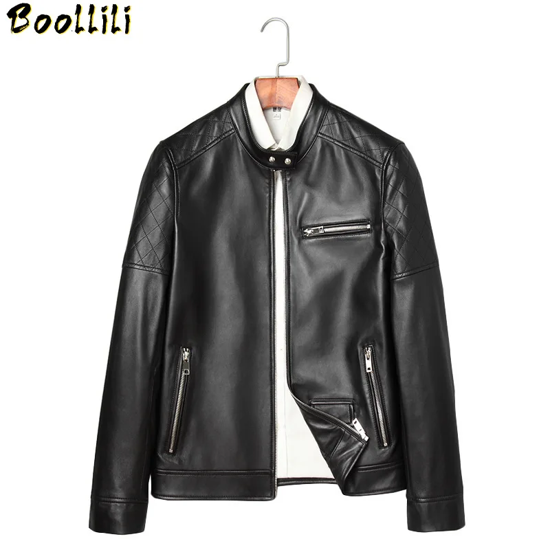 

Boollili Men's Leather Jacket Real Sheepskin Leather Coat Motorcycle Genuine Leather Jackets men Fashion 2020
