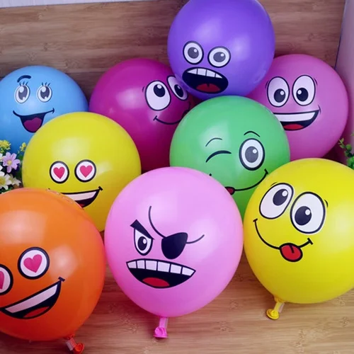 

10pcs/lot Cute Printed Big Eyes Smiley Latex Balloons Happy Birthday Party