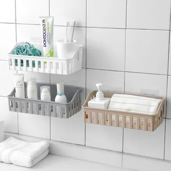 

3 Pieces Bathroom Accessory Wall-mounted Storage Shelf Waterproof Floating Rack Wall Hanging Kitchen Organizer Decoration Holder
