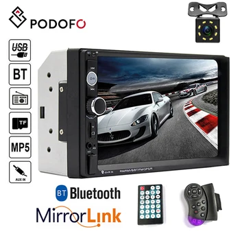 

Podofo 7 ''Car Radio Mirror Link Bluetooth FM AUX USB SD Function with steering wheel control HD touch screen 2 din MP5 Player