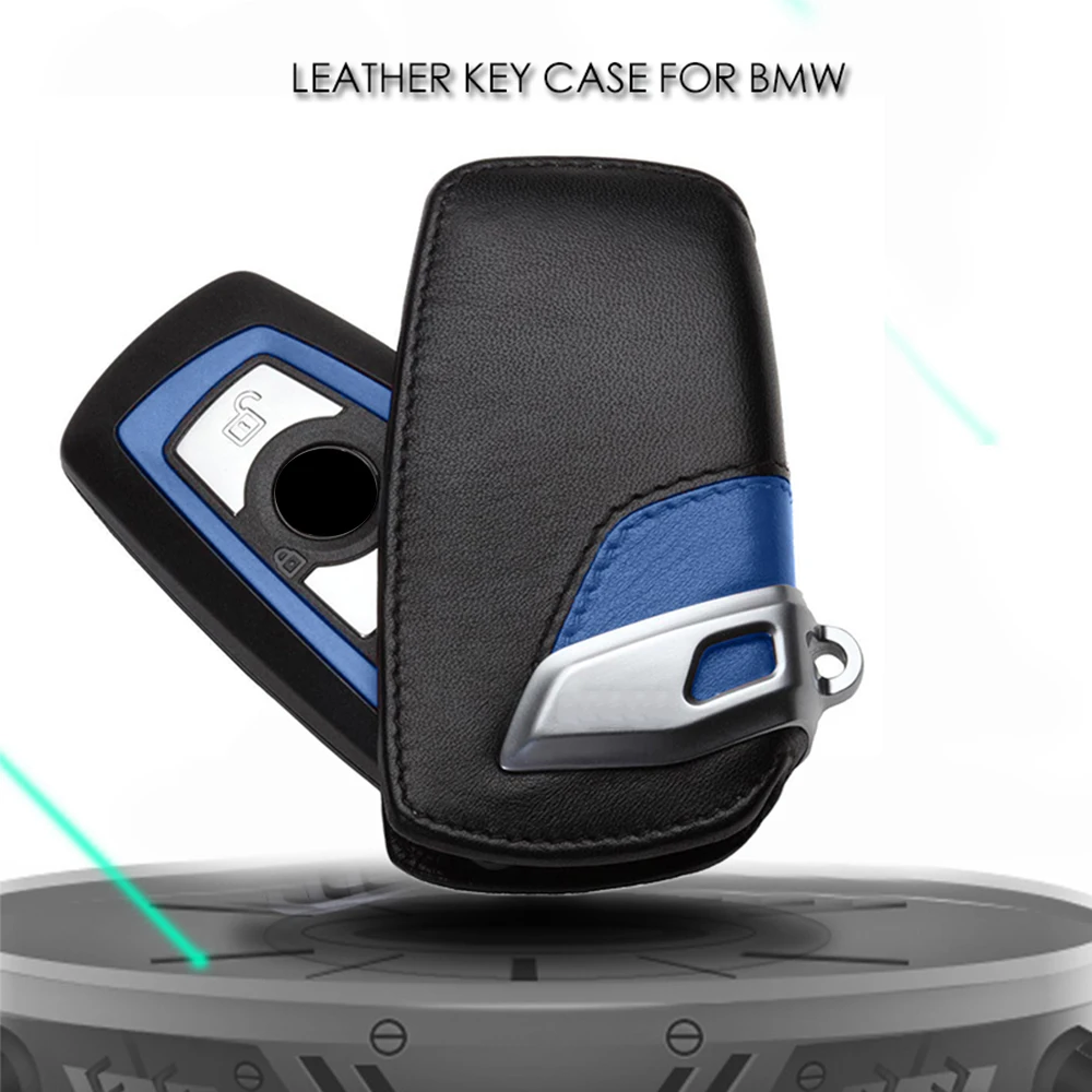 Чехол-сумка для ключей чехол-брелок BMW 3 5 7 Series X3 Sport Line из натуральной кожи синего