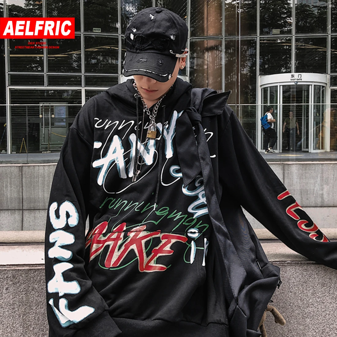 AELFRIC хип-хоп граффити мужские толстовки уличная Harajuku толстовки с капюшоном модные повседневные хлопковые мужские пуловеры большого размера