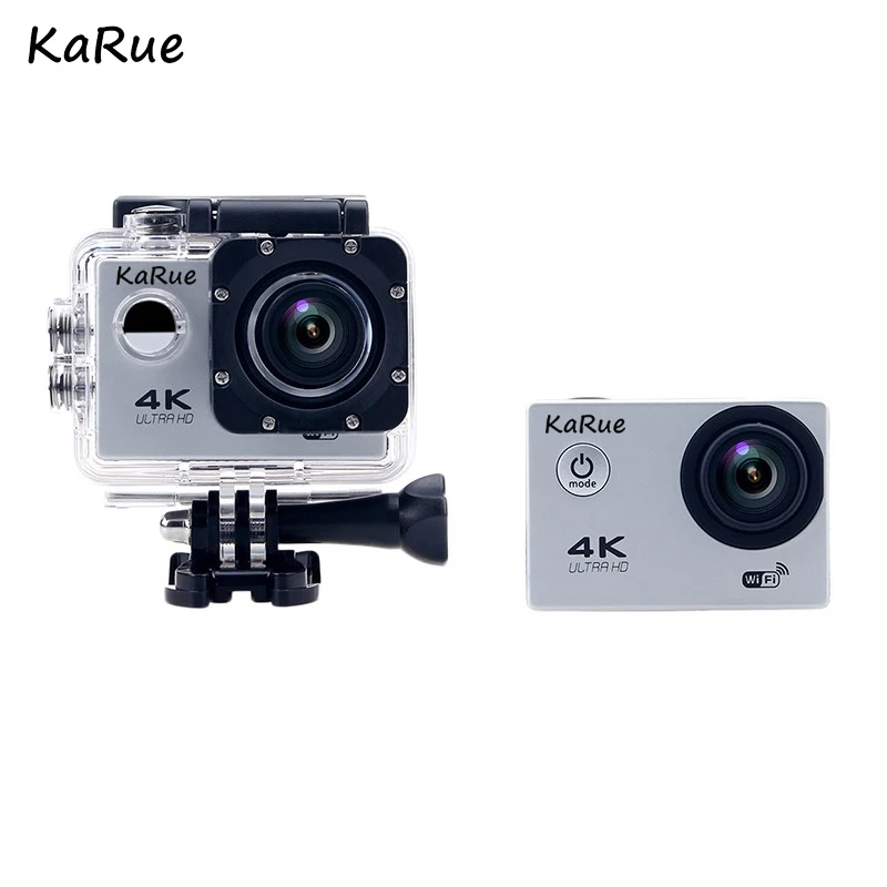 KaRue F60/F60R Спортивная Экшн-камера Deportiva Ultra HD 4K WiFi 1080P 170D Водонепроницаемая мини-видеокамера для велосипедного шлема - Цвет: Серебристый