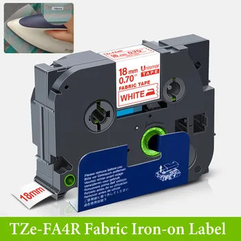 

Unismar Fabric Iron on Labels TZe-FA4R Red on White 3/4" 18mm Label Tape TZe-FA241 Compatible for For Brother P-touch LabelMaker