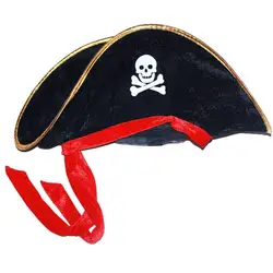 Хэллоуин принадлежности для мячей Карибский пират детская атласная фуражка капитана пиратская шляпа красный шляпа с лентой оптовая