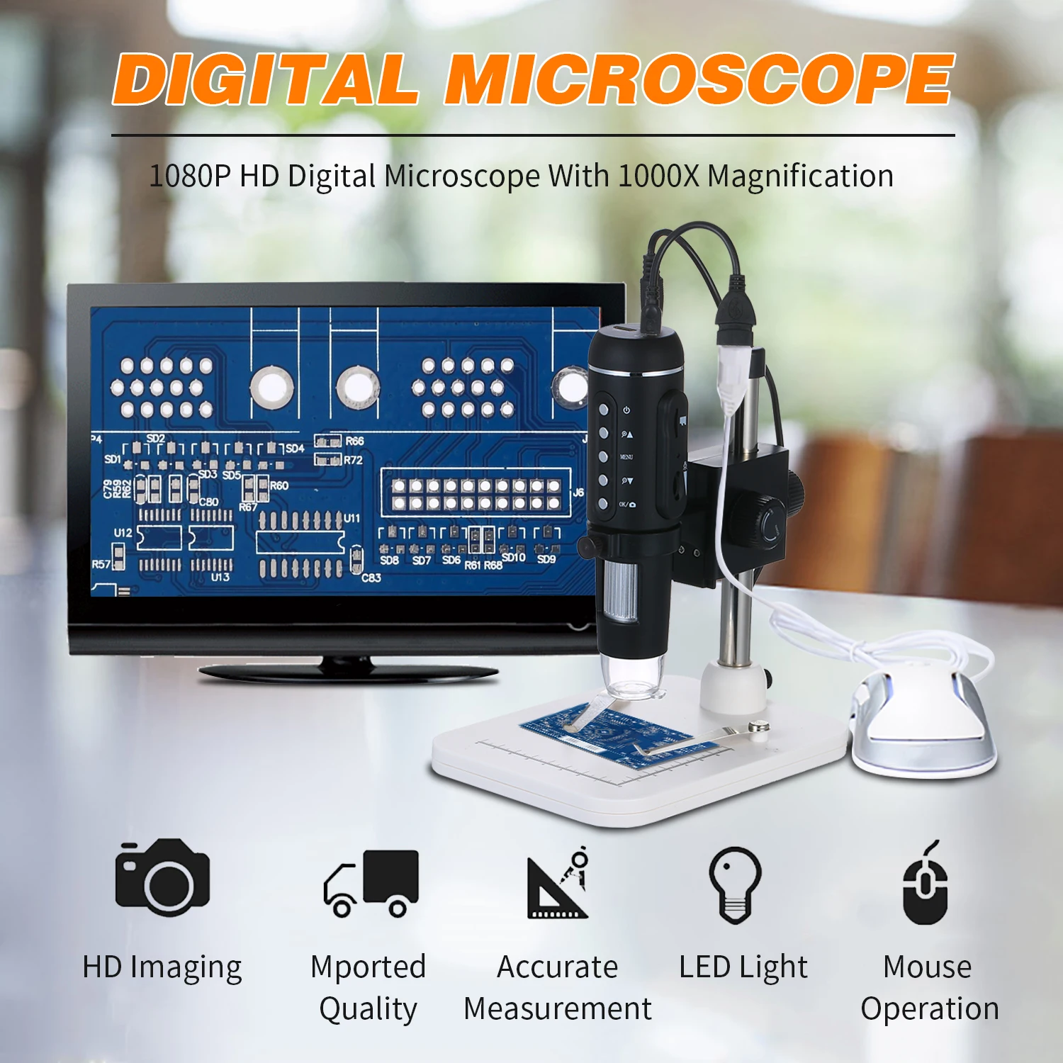 Цифровой микроскоп 1000X USB подставка настольная Лупа увеличительное стекло цифровой зум Лупа паяльный микроскоп для пайки