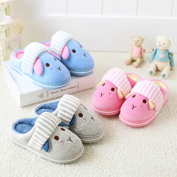 

Cartoon Children Winter Warm Slippers Kids Boy Cotton animal Fur Plush Indoor Home Shoes Baby Girl Cute Flip Flops