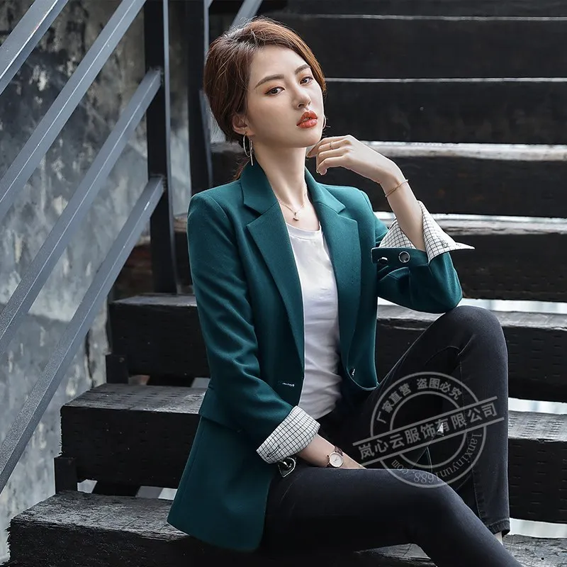 

Suit Jacket Women's Korean-style White Collar Autumn Mid-length British Style Loose Casual Versatile Elegant Suit WOMEN'S Dress
