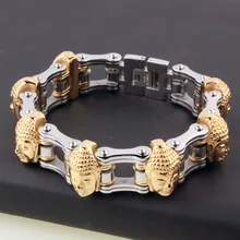 Высококачественная модная панк мужская Серебряная Золотая Будда моторная велосипедная цепь из нержавеющей стали велосипедная цепь браслеты ювелирные изделия