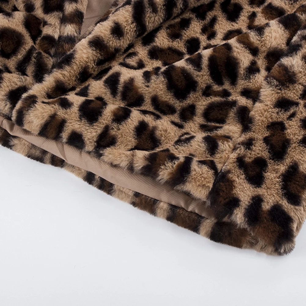 Leopard Coats warm Winter Overcoat Fashion Faux fur Plush Coat Loose fur jacket plus size Outwear Long Sleeve Women Top