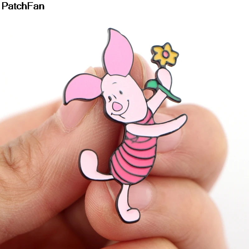 A2443 Patchfan kawaii свинья цинк Шарм мультфильм булавки para рубашка пальто Броши Одежда рюкзак аксессуары металлические ювелирные изделия значки
