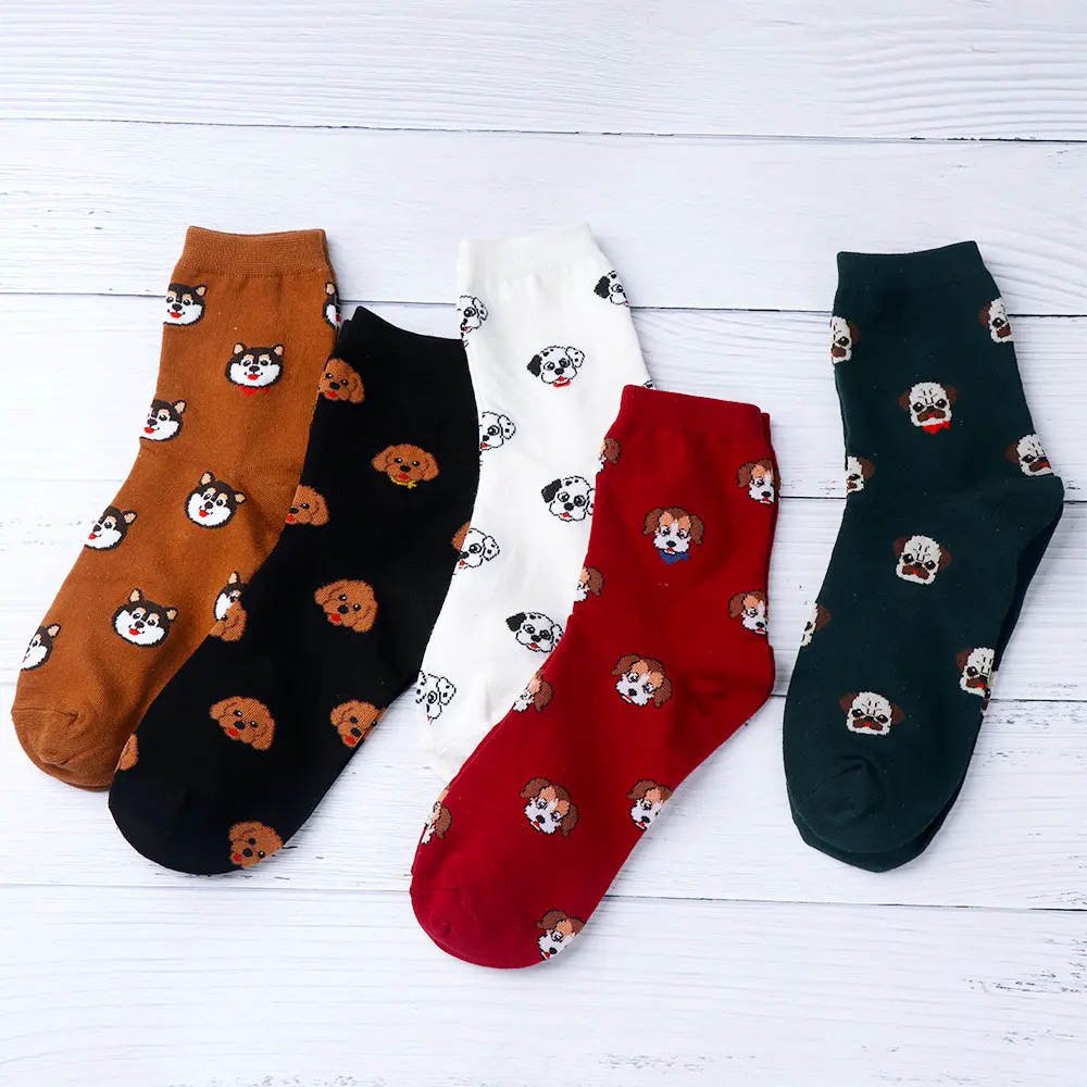 

2019 women cartoon cute cotton dog socks novelty husky cozy ainmal socks crazy happy teen white socks japanese fashion fun sock