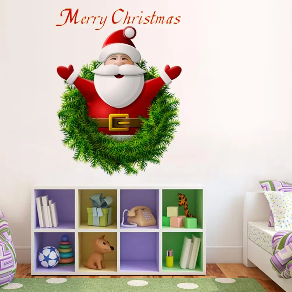 1pc Christmas Will Sticker Removable Snowman Santa Vinyl Wall Stickers Home Shop Door Glass Window Decal Decor Adornos de Navida