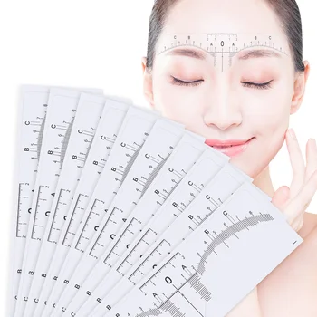 10PC Reusable Semi Permanent Eyebrow RulerMicroblading Calliper Stencil Makeup Eye Brow Measure Tool Eyebrow Guide Ruler best deal new women magnetic microblading makeup brow measure eyebrow guide ruler permanent tools positioning ruler 1 set