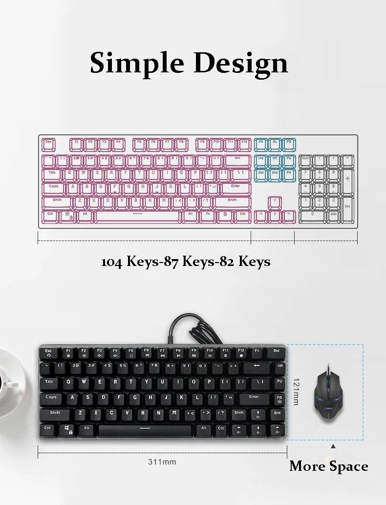 82 Keys Gaming Mechanical Wired Keyboard - 7 - Kawaii Mix