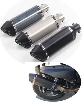 

ID:51mm L:370mm Universal Motorcycle Exhaust Muffler Escape Scooter Exhaust Muffle Dual Hole Fit for Most Motorbikes Muffler