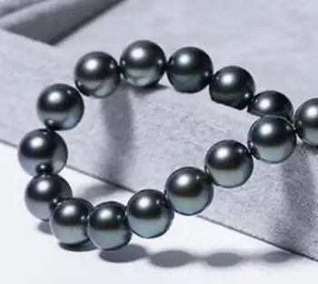 

Fashion jewelry Free Shipping HUGE 18" 9-10MM 100% TAHITIAN GENUINE BLACK PERFECT ROUND PEARL NECKLACE AAA