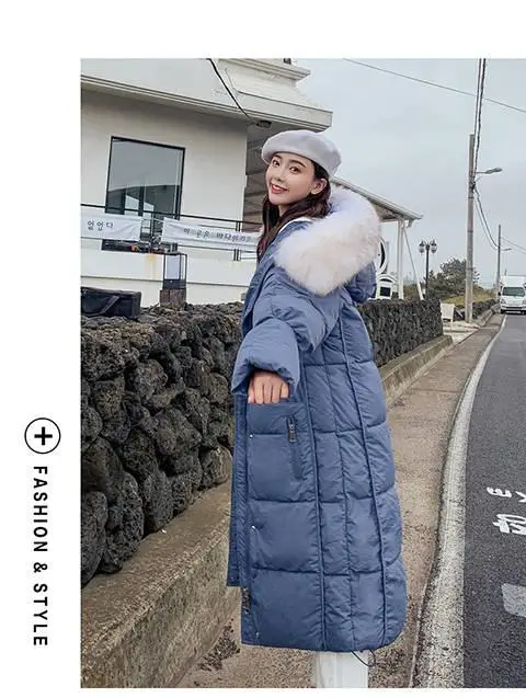Женское зимнее длинное пальто с большим воротником из искусственного меха, с капюшоном, большие размеры, 2019, женская утепленная теплая
