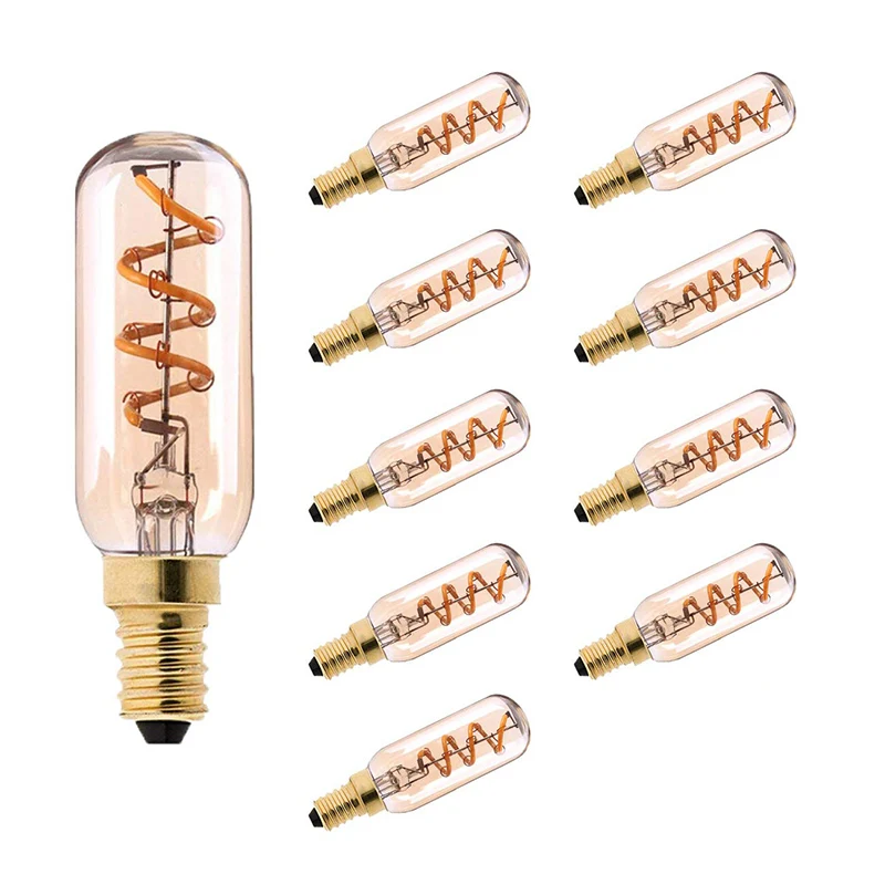 3W LED Tubular Light Bulbs T25 T6 E12 E14 Flexible Filament Candelabra Base LED Spiral Light Bulb Warm White 2200K Amber Glass c25 e14 e12 led candelabra candle cob filament light bulbs 2w glass shell cold warm white ac 110v 220v lamps for chandelier