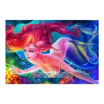 

EASHRU Cartoon Mermaid 5D DIY Diamond Painting Cross Stitch Full Square Drill Diamond Embroidery Needlework Home Decor PT4627