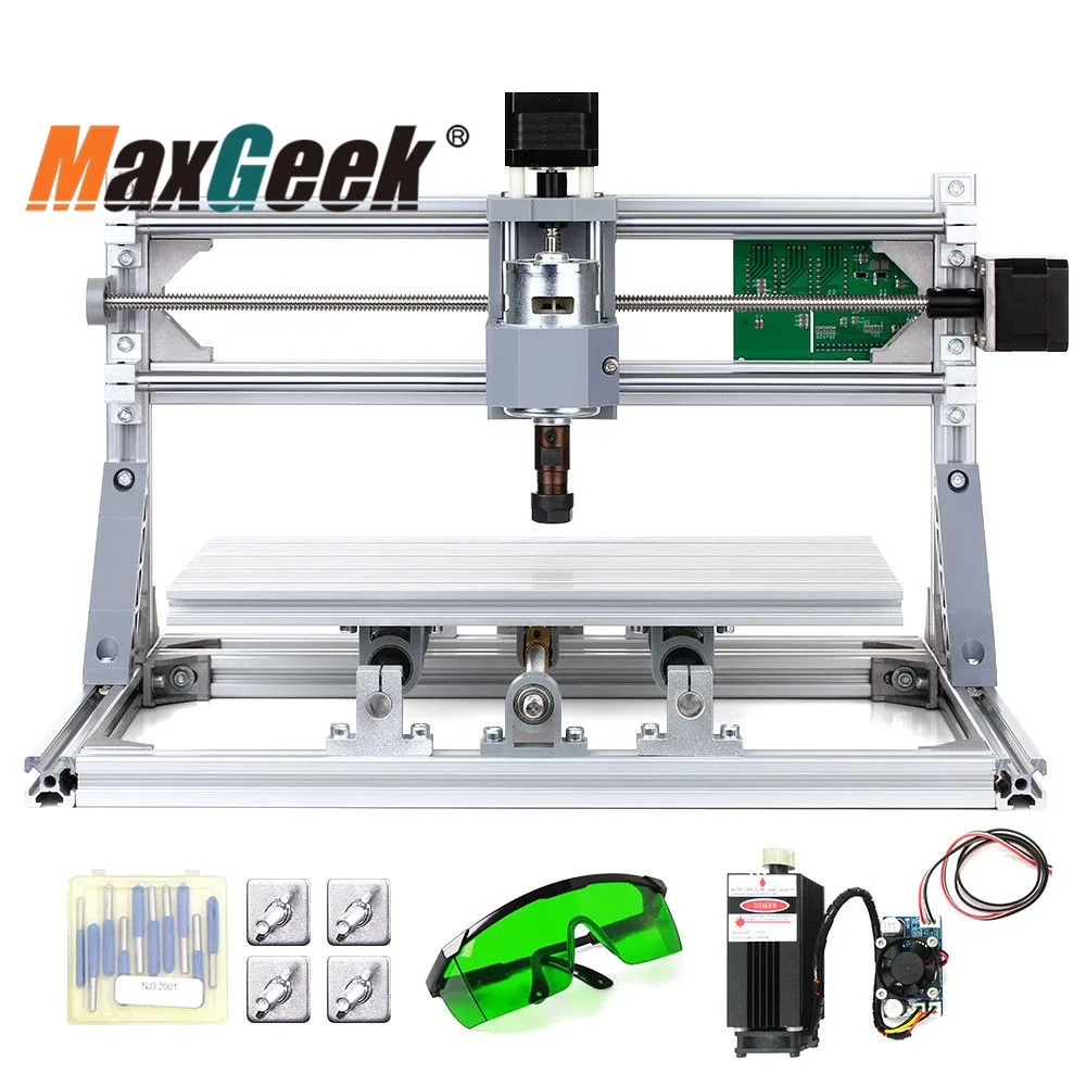 Гравировальный мини станок с ЧПУ Maxgeek 1 Вт/2 5 Вт/5 Вт/7 Вт/10 Вт Лазерный Гравер 300*180*45