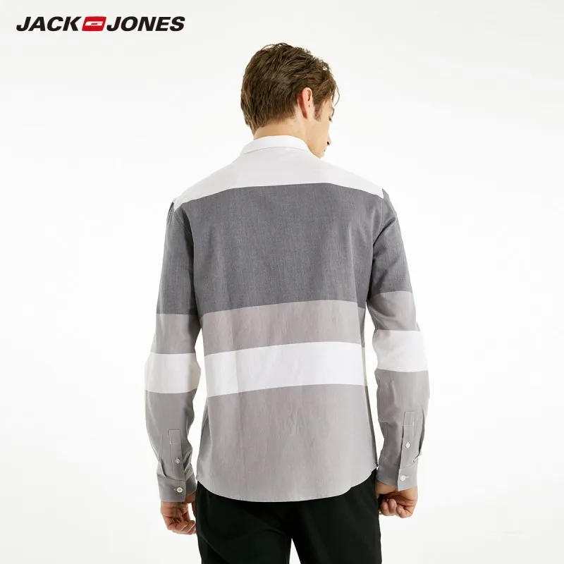 JackJones Мужская хлопковая Повседневная рубашка в полоску мужская одежда 219105555