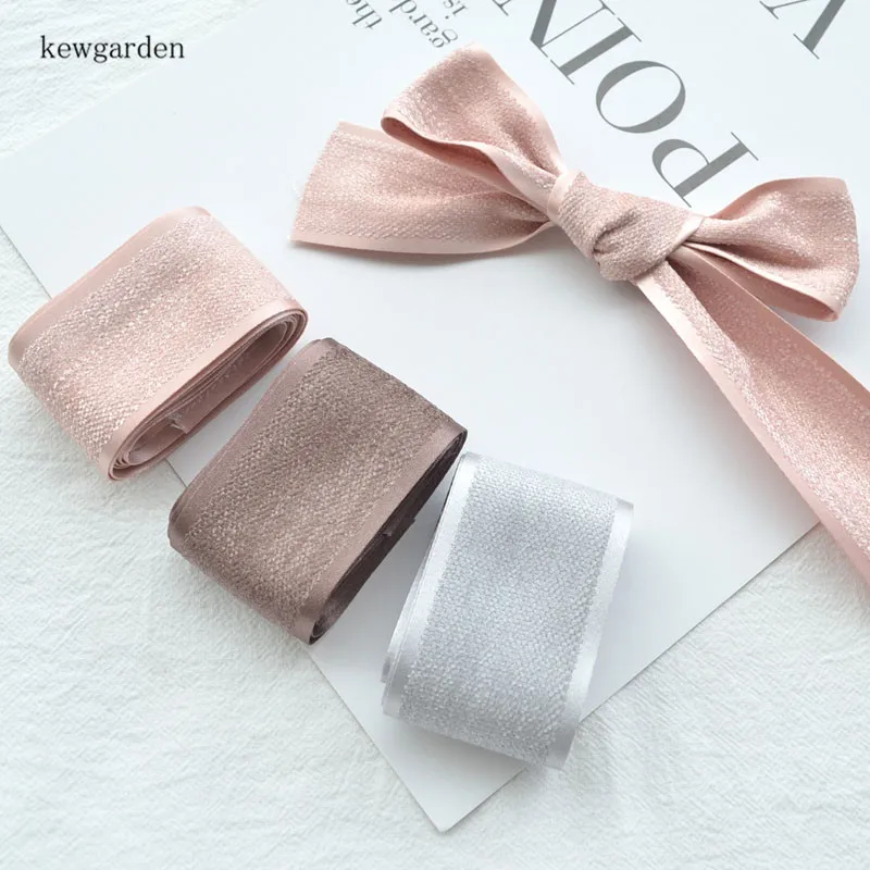 Kewgarden 38 мм 1," синельные ленты вручную изготовленная лента DIY бант аксессуары для волос Saitn ленты одежда лямки 5 ярдов